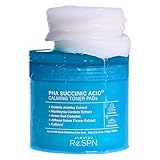 Re.SPN PHA Succinic Acid Calming Toner Pads – Daily Exfoliating, Hydrating and Soothing with CICA, Caffeine, Non-comedogenic, Vegan, Glass Skin, K-Beauty (70 Count)