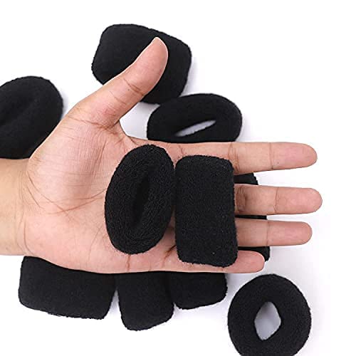 Extra Soft Cotton Thread Hair Bands Bun and Ponytail Holders for Girls and Women (8CM) - Pack of 12 (Black)