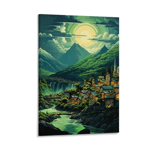 Impression sur toile les villages pour une décoration murale poétique