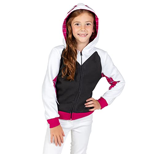Marvel Spider-Verse Little Girls' Zip-Up Hoodie Gwen Pink 7-8 - image 4
