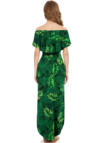 Image of LILBETTER Womens Off The Shoulder Ruffle Party Dresses Side Split Beach Maxi Dress