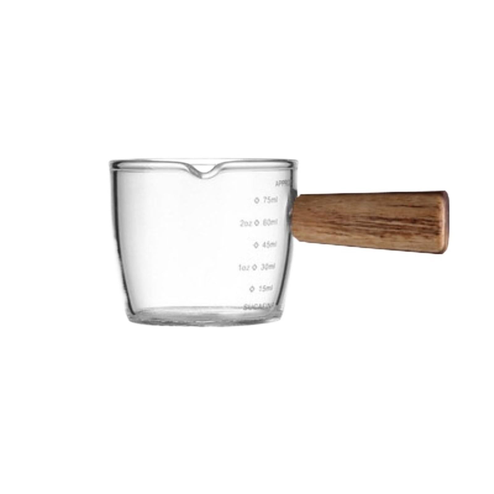 Tazza da caffè 3 pezzi 75 ml con tazza di dosaggio in vetro graduato Tazze manico in legno for barista caffettiera al latte Per Casa Cucina