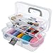 MyGift Clear Plastic 2-Tier Trays Craft Supply Storage Box/First Aid Carrying Case w/Top Handle & Latch Lock