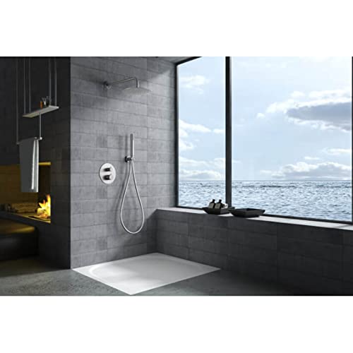 Conjunto de ducha termostática empotrado color níquel cepillado Line Imex GTD038/NQ