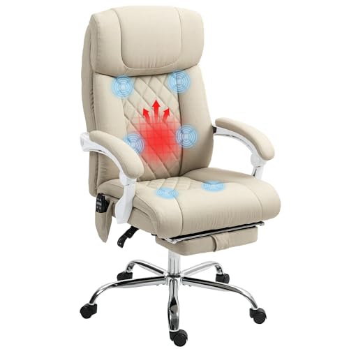 HOMCOM Poltrona Scrivania, Sedia da ufficio con massaggio a 6 pun...