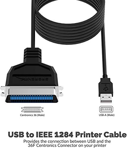 Image of SABRENT USB to Parallel IEEE 1284 Printer Cable Adapter (CB-CN36),Black