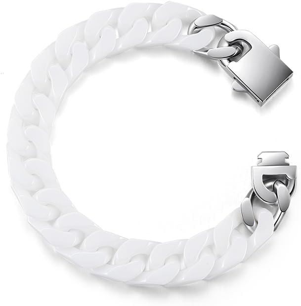 Cuban Link Bracelet for Men,12mm Ceramic Cuban Bracelet,White Bracelet for Men,Jewelry Gifts for Him - Image 9