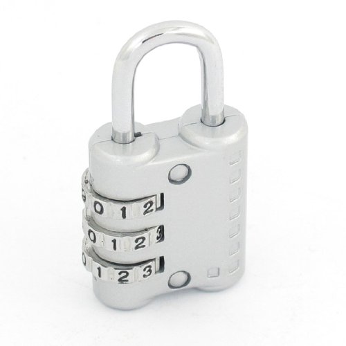 Image of Aexit Silver Tone Padlocks & Hasps Metal 3 Dial Digit Combination Password Suitcase Code Combination Padlocks Lock Padlock