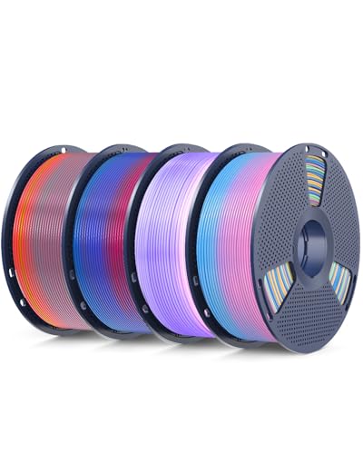 Image of SUNLU Rainbow PLA Filament Bundle 1.75mm, Multicolor 3D Printer Filament, Smooth Color Change, Color Change Each 8 Meters, Suitable for Christmas Decoration, 4kg in Total, 1kg per Spool, 4 Pack