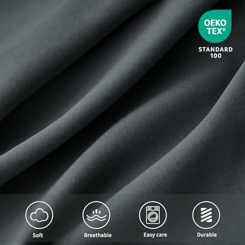 Super King Fitted Sheet Deep Fit - Dark Grey Superking Size Bed Sheet Extra Deep Pocket 16 inch (40 cm), Soft Brushed Microfiber Mattress Bottom Bedding Sheet, 183x200cm - Image 4