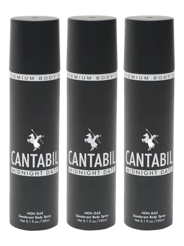 Image of Cantabil Midnight Date Unisex Long Lasting No Gas Deodorant Body Spray | Pack Of 3 X 150ml With Lotus, Lily & Musk | Perfume Deo For Men & Women | Rakhi Gift for Brother