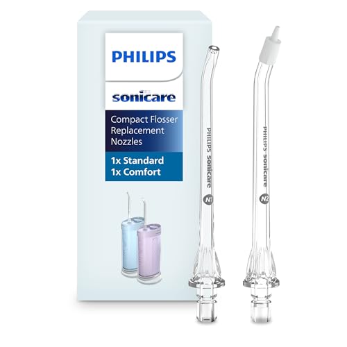 Philips Sonicare Genuine Replacement Nozzles for Compact Flosser, N1 Standard and N2 Comfort 2-Pack, HX3072/00 - image 1