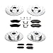 Power Stop K114 Front and Rear Z23 Carbon Fiber Brake Pads with Drilled and Slotted Brake Rotors Kit For Infiniti EX35 G25X G35 G37X G37 M35 M45 Nissan 350Z 370Z