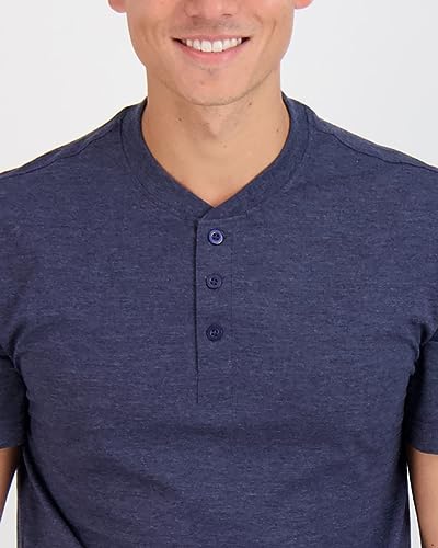 Image of Real Essentials 3 Pack: Mens Casual Long & Short Sleeve Cotton Henley Lightweight Button T-Shirt, Long Sleeve - Set