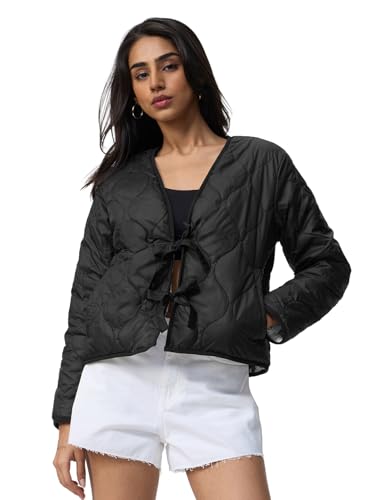 Veste réversible imprimé graphique noir et blanc avec fermeture originale à nouer