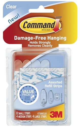 Command Clear Refill Strips Re-Hang Indoor Clear Hooks (17200CLR-ES)