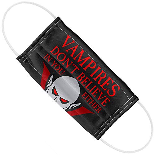 Popfunk Vampires Don't Believe In You Either 1-Ply Reusable Face Mask Covering with Adjustable Nose Wire, Unisex