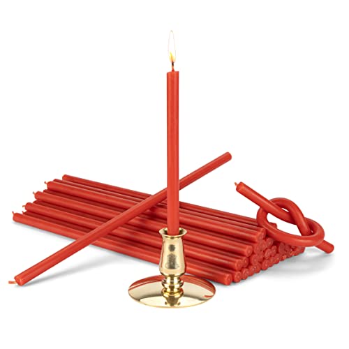 NKlaus - Candleholder with Stick Candles red dripfree L 19,5cm Festive Candles Paraffin 40058, Gold,red,silver