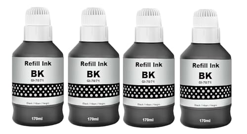 Image of GI-70 Refill Ink Compatible for Canon PIXMA G1020, G2020, G2021, G2060, G3020, G3021, G3060 Printers (GI-70 Black Ink 4 Pcs)