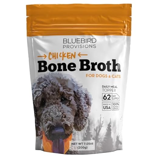 BLUEBIRD PROVISIONS Chicken Bone Broth for Dogs - Chicken Flavor Dog Rehydration Powder - Dog Water Flavor Enhancer for Picky Eaters - Bone Broth for Cats - Drizzlers for Dogs - Made in USA