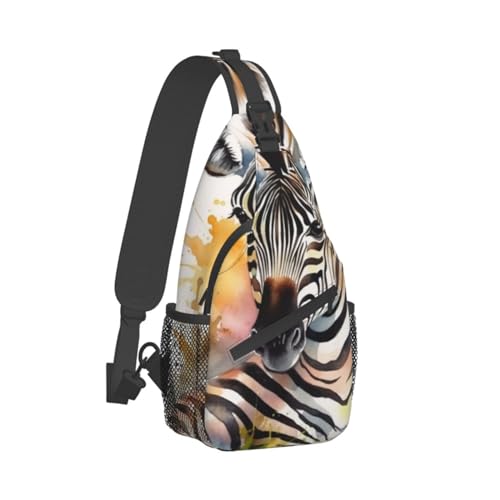 Bolso tipo bandolera unisex con estampado acuarela cebra miniatura 2