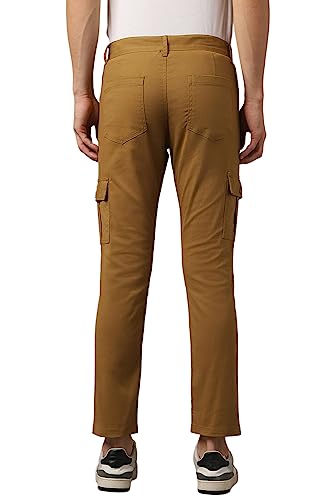 Image of Hubberholme Men's Regular Fit Cotton Trousers with Patch Pockets, Ankle Length Button Closure Cargo Chinos