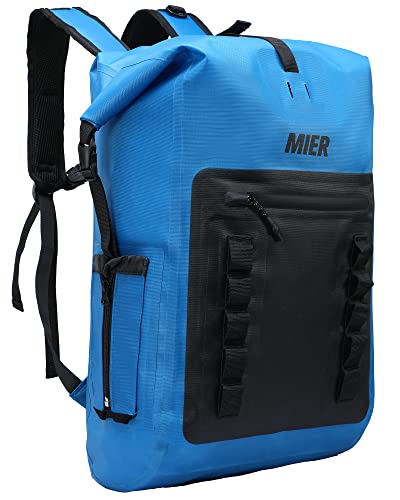 MIER Mochila impermeável 30L Dry Bag Fecho Roll-Top resistente para caiaque, praia, passeios de barco, natação, surfe, Azul, 30L, Ao ar livre