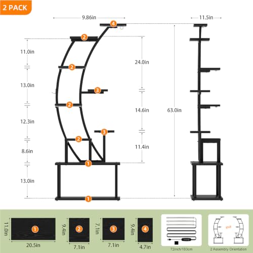 Image of 2 Pack Plant Stand Indoor with Grow Lights, 9 Tier Large Tall Plant Shelf
