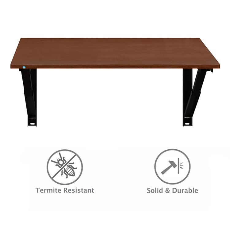 Image of DELITE KOM Geni Engineered Wood Study Table /Wall Mounted Shelf Desk for Adult /Kids Use in Home /Office (Acacia Dark, 45.4 D x 89.6 W x 32 H)