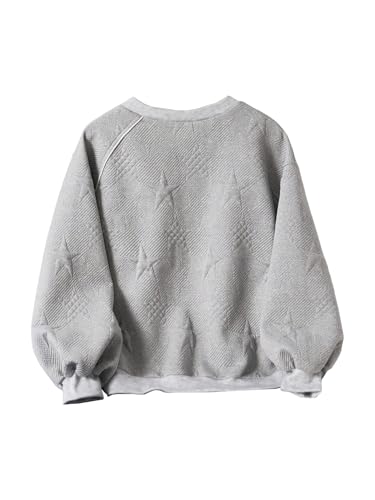 SweatyRocks Girl's Star Graphic Sweatshirt Crew Neck Long Sleeve Dressy Casual Pullover Tops2
