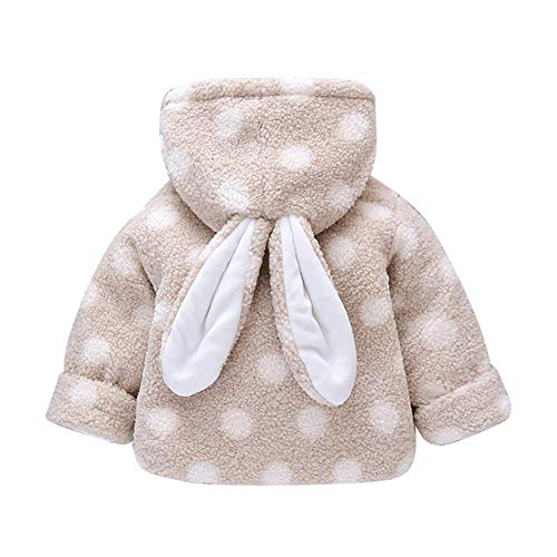 Toddler Winter Fall Coat Infant Baby Girl Bunny Rabbit Ears Hat Warm Zip Up Hoodie Jacket Shape Fleece Outerwear Long Sleeve Easter Clothes Outfit Beige 4-5 Years