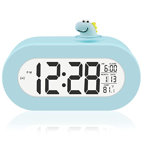 DTKID Digitaler Wecker Kinder mit Datum, Temperatur, Snooze，Automatische Hintergrundbeleuchtung, 12/24H, Kinderwecker für Jungen Mädchen Kinderzimmer, Batteriebetrieben