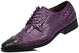 Orion Men's Crocodile Print Oxfords Lace Up Derby Dress Shoes (10.5, Purple)