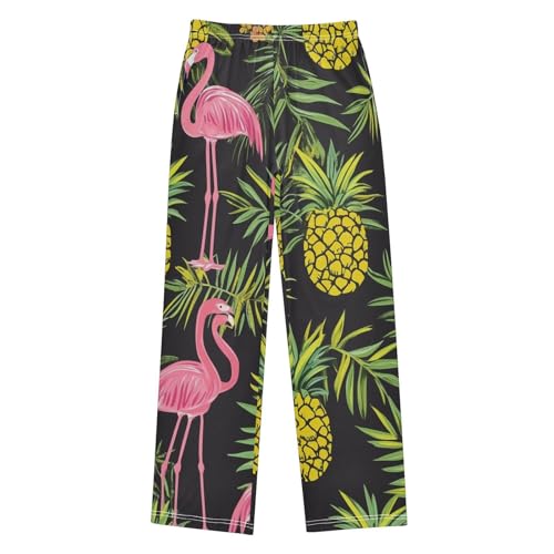 Pineapples Flamingo Boys Long Pants Soft Trousers Elastic Waist Kids Lounge Bottoms with Pockets S-XL