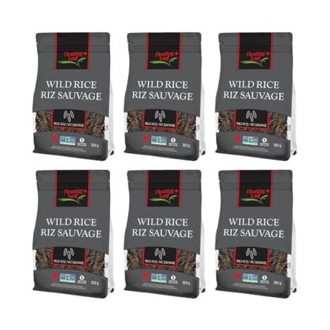 6 Packs x 10 ounces Pure Wild Rice, All Natural, Gluten-Free, Non-GMO, Kosher, and Vegan Pure Long Grain Wild Rice, Healthy Food for The Whole Family, Pack of 6 x 10 ounces - Floating Leaf Cover
