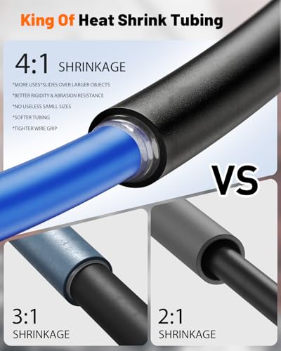 600 Pcs Heat Shrink Tubing Kit - 4:1 Ratio Adhesive Lined, Wire Shrink Wrap Tubing, Marine Grade Industrial Heat-Shrink Tubing, 7 Sizes 5 Colors - Thumbnail 4