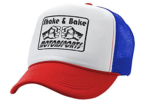 Shake and Bake Motorsports - Ferrell Movie - Vintage Retro Style Trucker Cap Hat (R W B)
