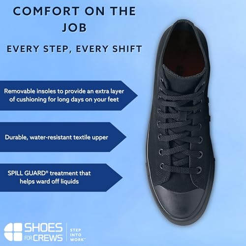 Shoes for Crews Unisex Slip-Resistant High-Top Work Sneakers – Comfortable, Water-Resistant Women's & Men's Shoes for Hospitality, Administrative Roles & More - Pembroke, Size 13 Black Canvas3