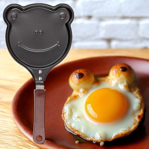 MIJOMA Mini Frying Pan with Non-Stick Coating, Mini Pan for One Egg, Fried Egg Pan, Mini Egg Pan with Handle, Non-Stick Coating, Portable, Diameter 12 cm (Frog)