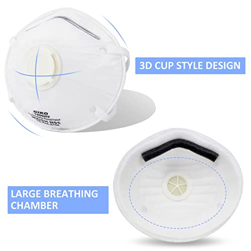 GIKO N95 Respirator Masks - 15Pcs NIOSH Certified Safety Masks Cup Particulate Respirator Mask with Breathing Valve for Adult, Men, Women, White - Image 6