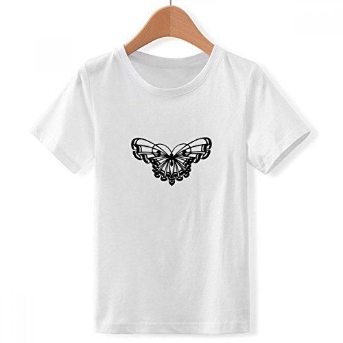 T-Shirt Papillon Blanc Haute Qualité à Col Volanté pour Garçon XXXL