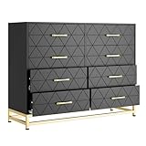 Patikuin 8 Drawer Dresser for Bedroom with Deep Drawers, Modern Dressers & Chest of Drawers, Wide Chest of Drawers with Metal Handles, Large Floor Wood Storage Dresser