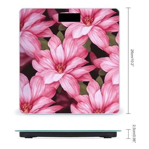 Báscula digital para baño con diseño floral y cinta métrica miniatura 2