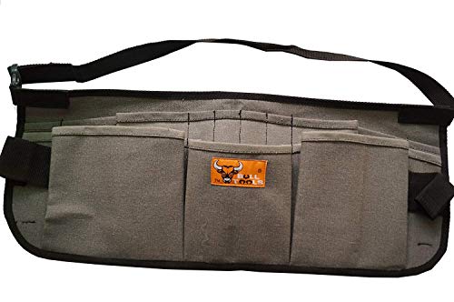 BULL TOOLS Bt 18-1006 Heavy Weight 15 Oz. Dyed Duck Cotton Canvas 13 Pocket Utility Smart Tool Waist Apron - Washed Coal Black/Grey - (Tools are not included)