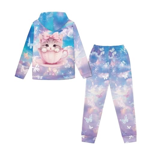Sweatshirts and Sweatpants with Pockets Kids 5-12T Girls Long Sleeve Hoodies and Pants Set4