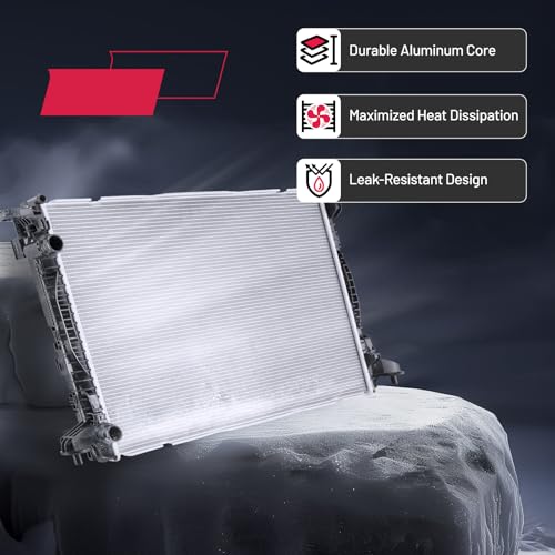 Image of BDFHYK 13665 Aluminum Radiator for Audi A4 A5 A6 Q5 Q7 2017-2023, CU13665, 26mm Core, Direct Fit Replacement