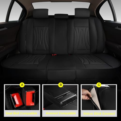 Image of Car Seat Covers for Toyota Venza 2009-2020 Full Set Faux Leather | Waterproof Breathable Scratch Resistant 360 Wrap Airbag Compatible Easy Clean(5 Seats,Black)
