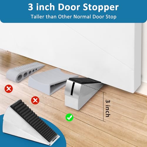 Heavy Duty Door Stopper, 2 Pack Adjustable Spring Large Door Stopper, 3 Inches High Tall Door Wedge Stoppers for Bottom of Door, Door Stop Suits Any Heavy Door - Thumbnail 3