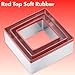 Large Square Cookie Cutter Set, 3, 4, 5 Inch, Stainless Steel Biscuit Cutters for Baking, Sandwich Cutter Shapes for Kids, Red Soft Rubber Top for Protection