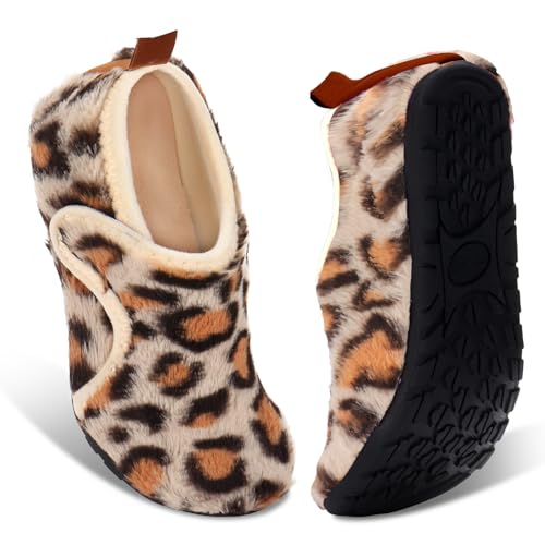 Image of Ibeauti Women Mens House Slippers Lightweight Comfy Barefoot Slipper Socks Rubber Sole House Shoes for Indoor /Outdoor Bedroom Travel
